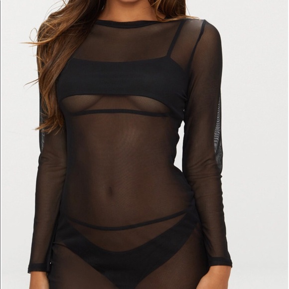 PrettyLittleThing Other - Black Mesh Bodycon Dress